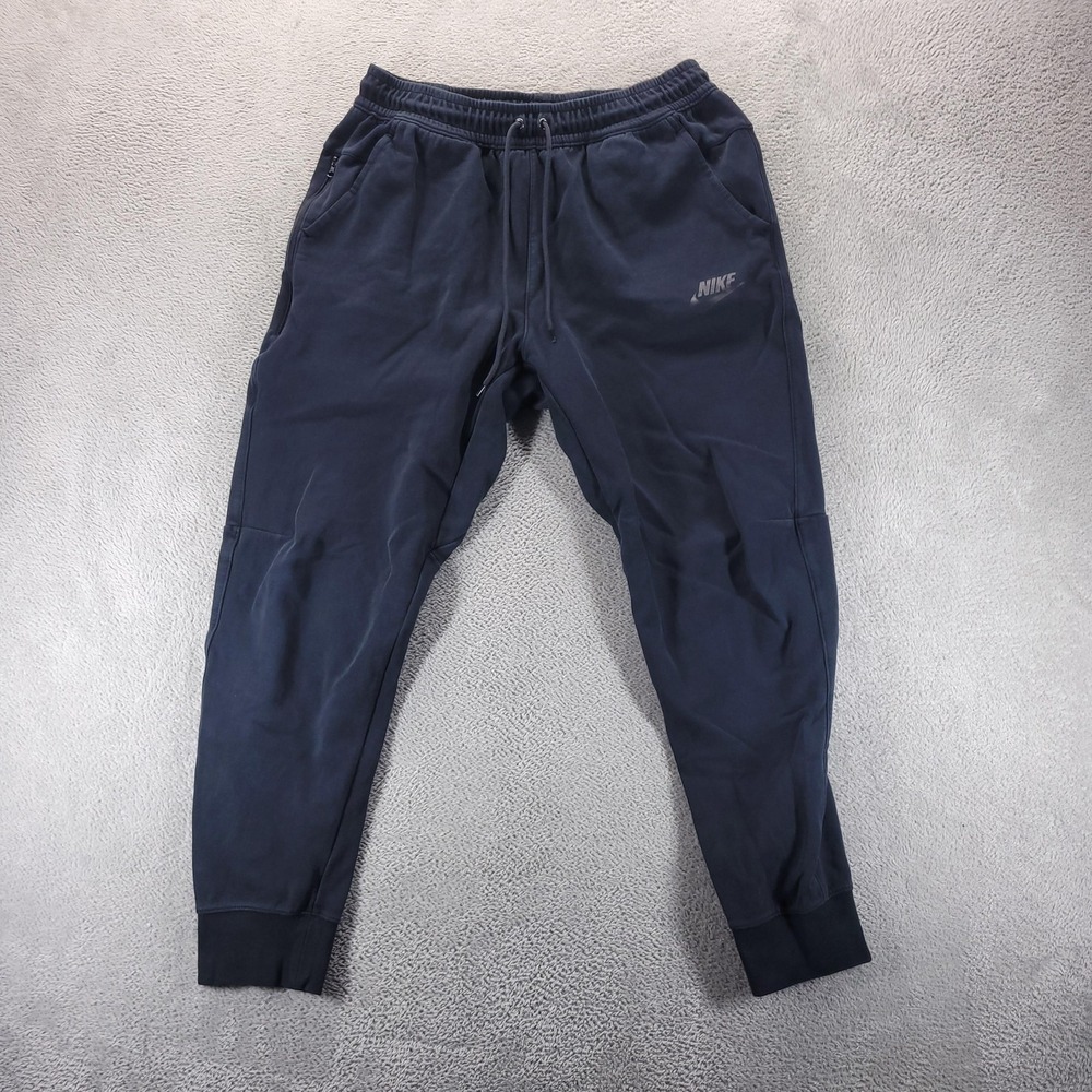 Nike Sweatpants Mens L Blue Fleece Joggers Athletic Gym Training 43862